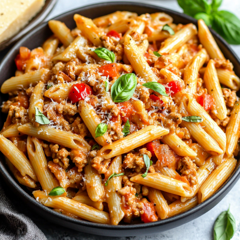 Spicy Ground Chicken Pasta