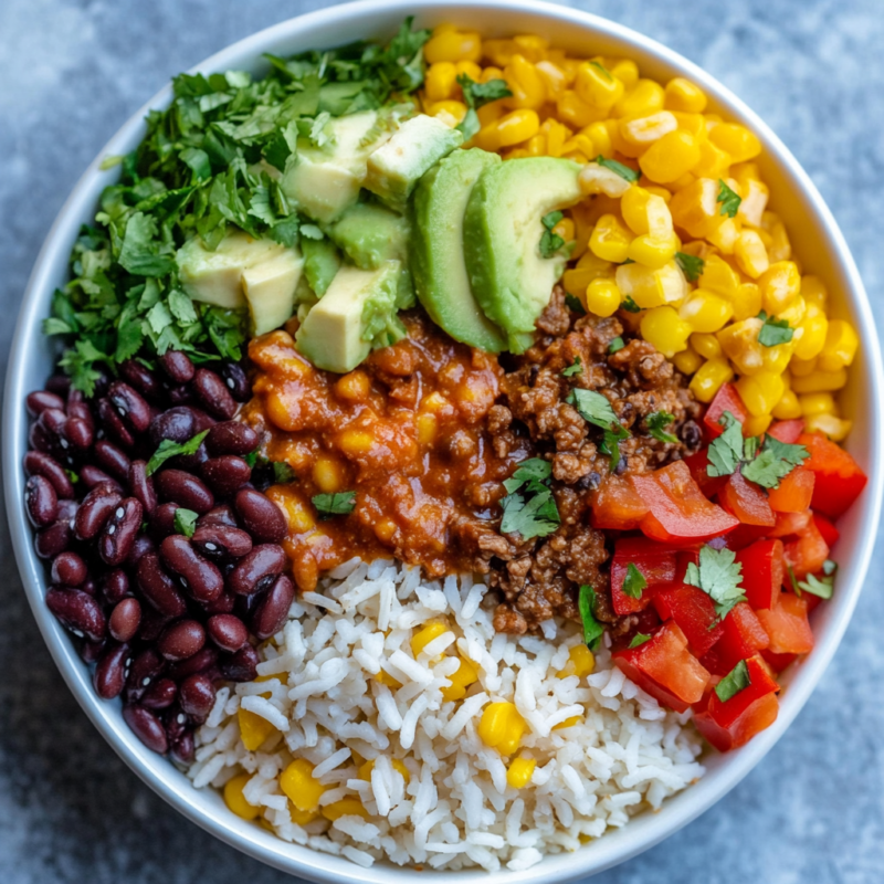 rice and bean burrito bowl