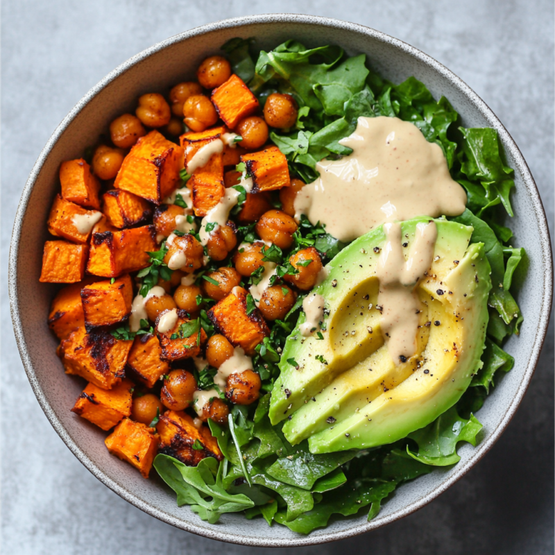 sweet potato and chickpea Buddha bowl