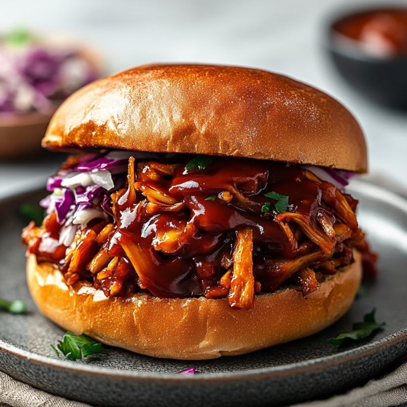 vegan BBQ jackfruit sandwich