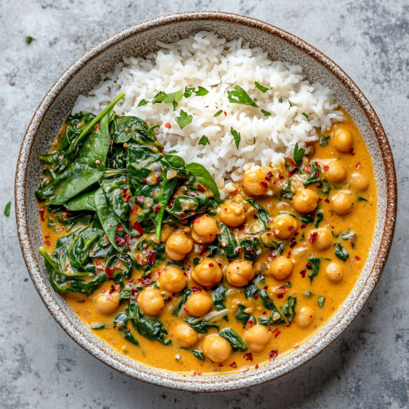 vegan chickpea and spinach curry