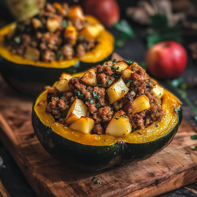 Apple and Sausage Stuffed Acorn Squash
