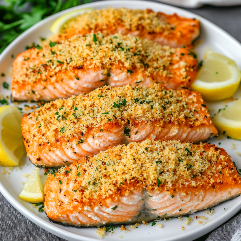 Crispy Parmesan Herb-Crusted Salmon