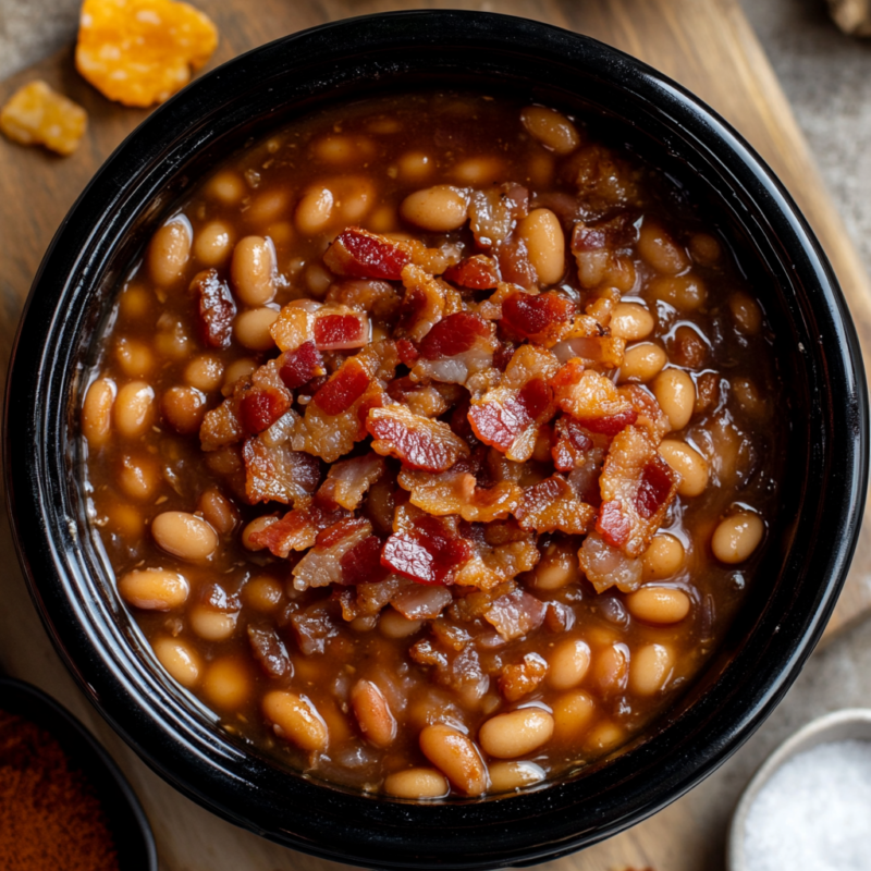 Crockpot Maple Bacon Baked Beans
