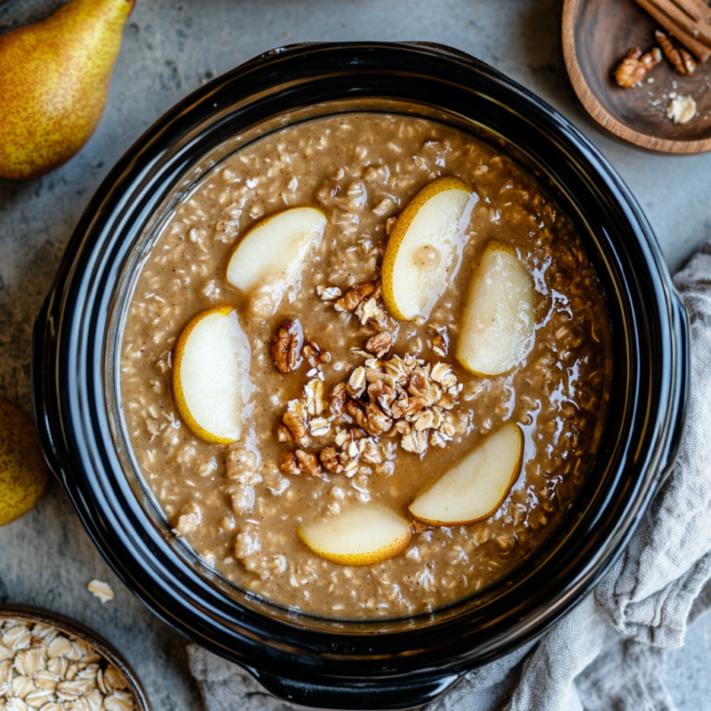 Crockpot Pear and Ginger Oatmeal