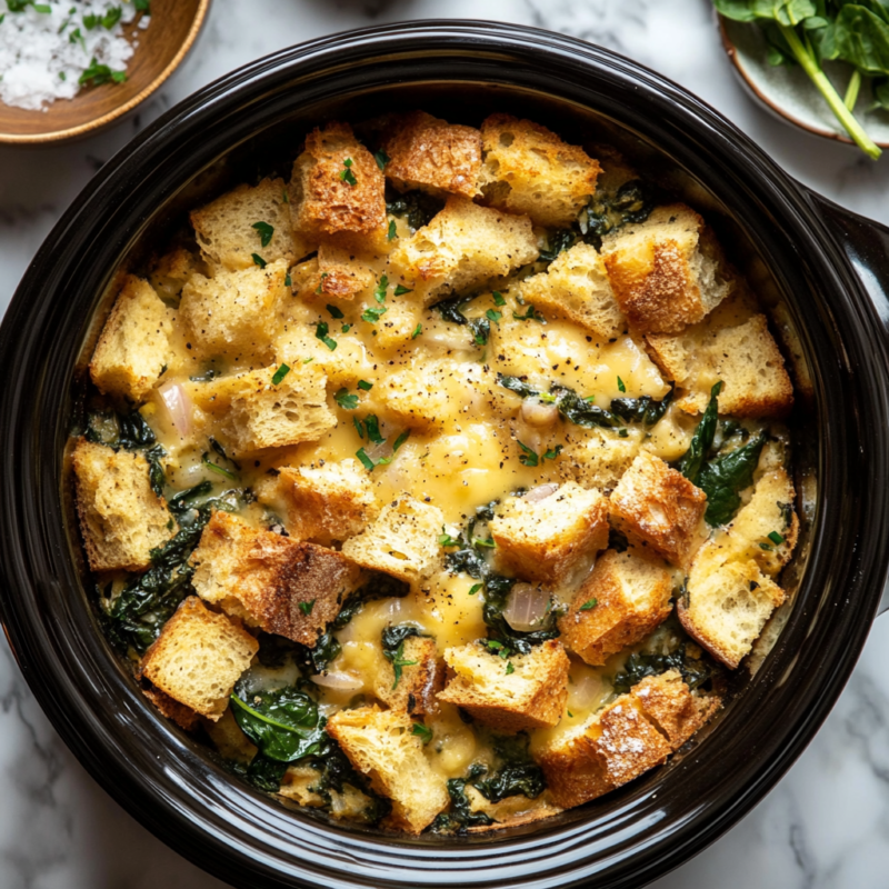 Crockpot Savory Bread Pudding