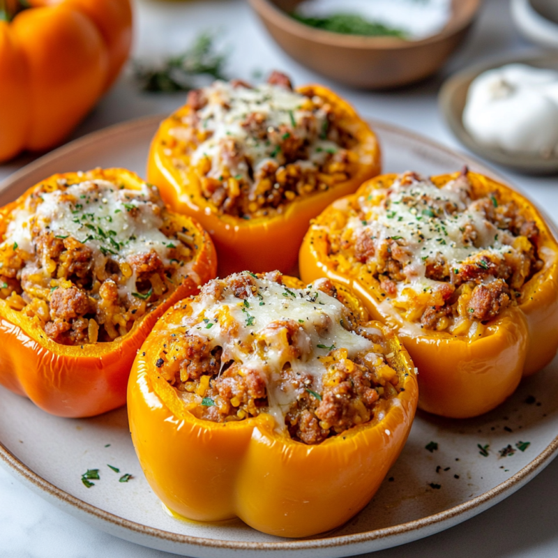 Pumpkin and Sausage Stuffed Peppers