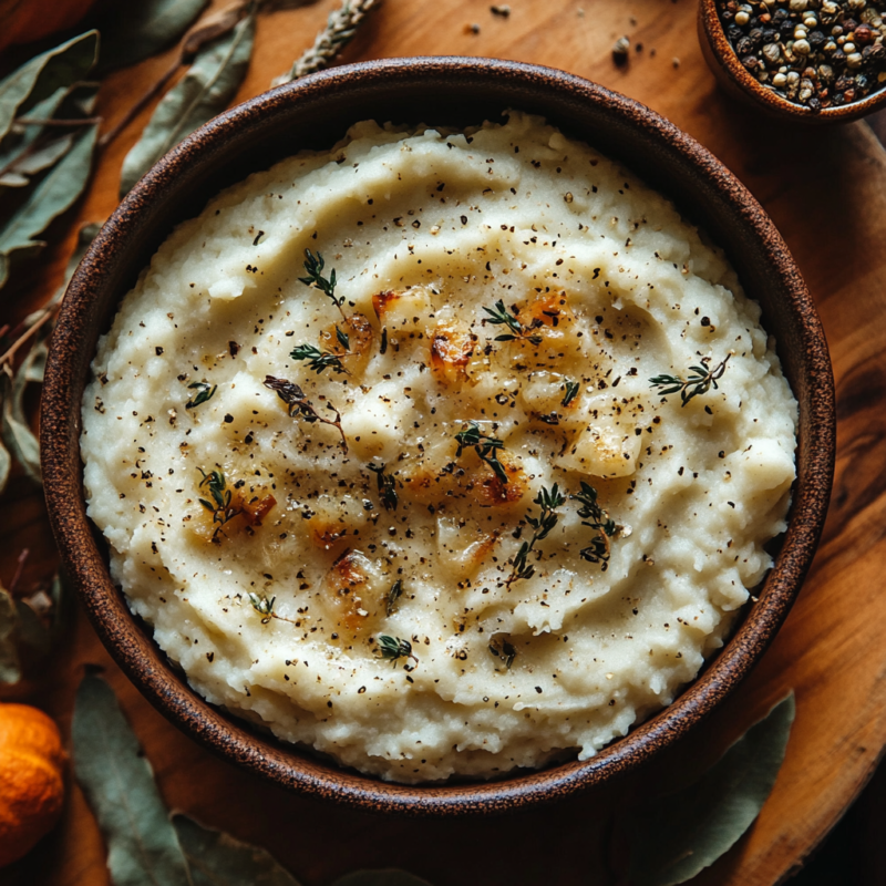 Roasted Garlic and Herb Mashed Cauliflower