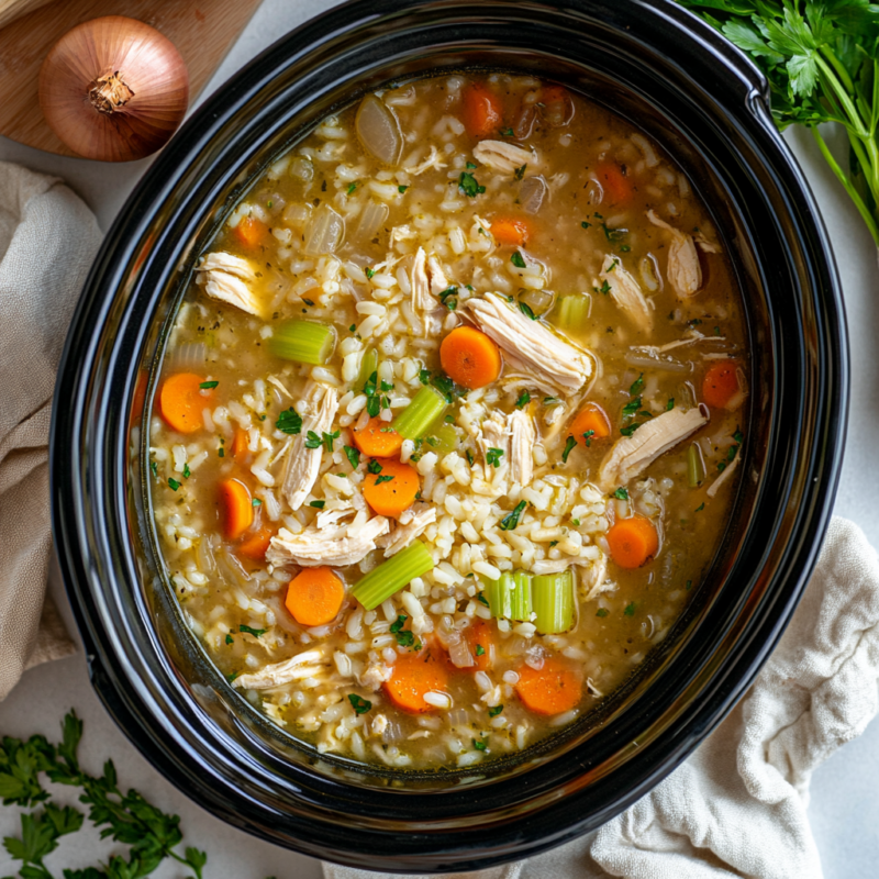 Slow Cooker Chicken and Rice Soup