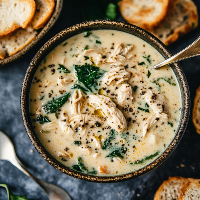 Crockpot Chicken Florentine Soup