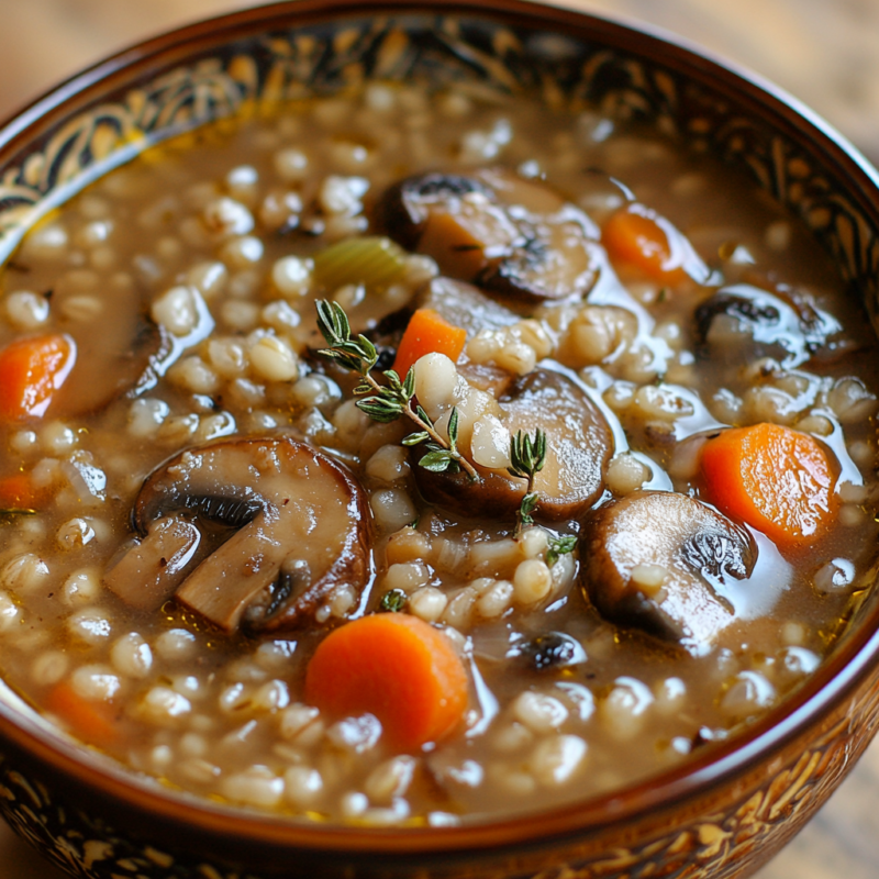 Crockpot Mushroom Barley Soup