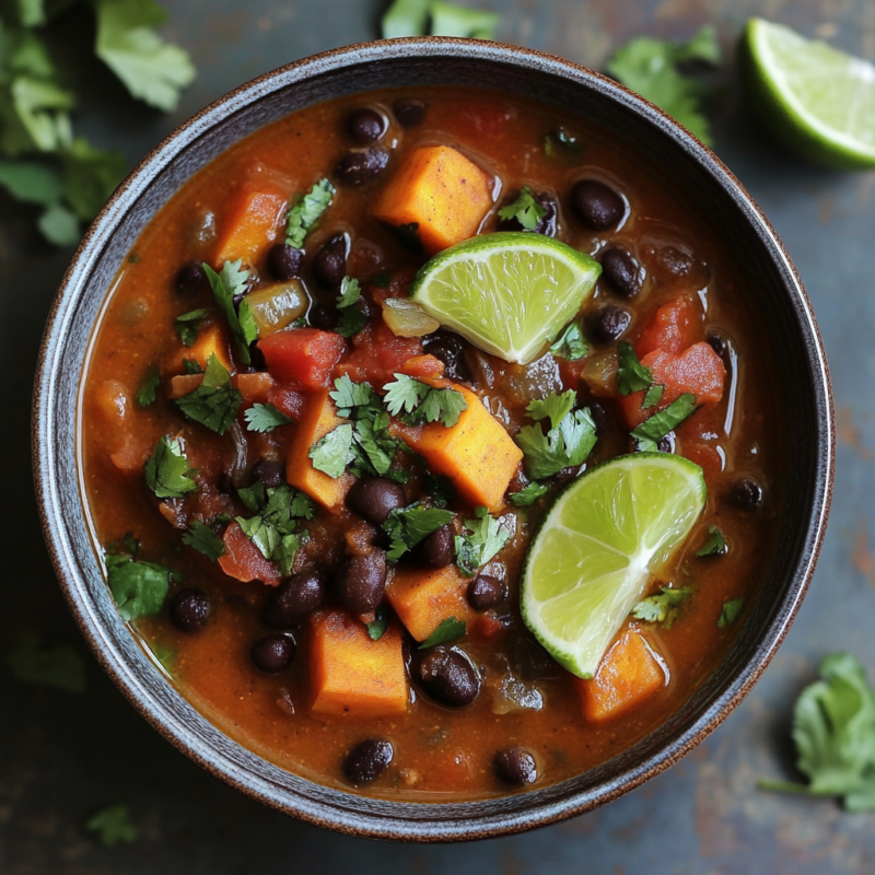 Crockpot Sweet Potato and Black Bean Soup