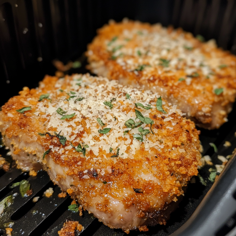 Parmesan Herb-Crusted Air Fryer Pork Chops