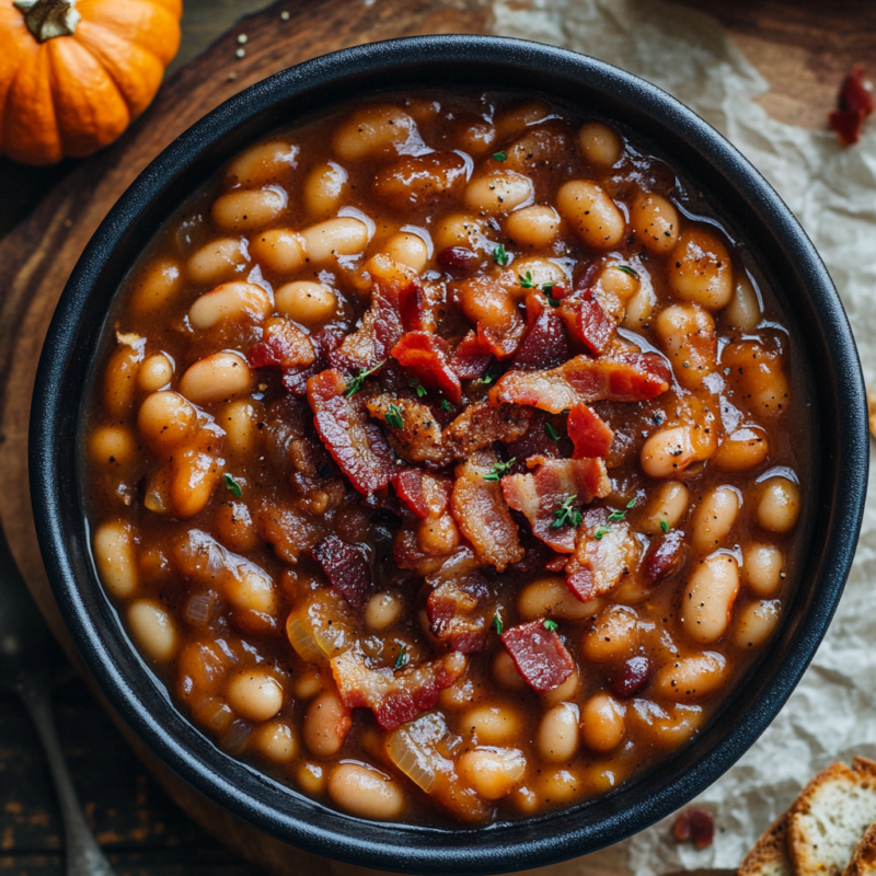 Slow Cooker Pumpkin Maple Baked Beans