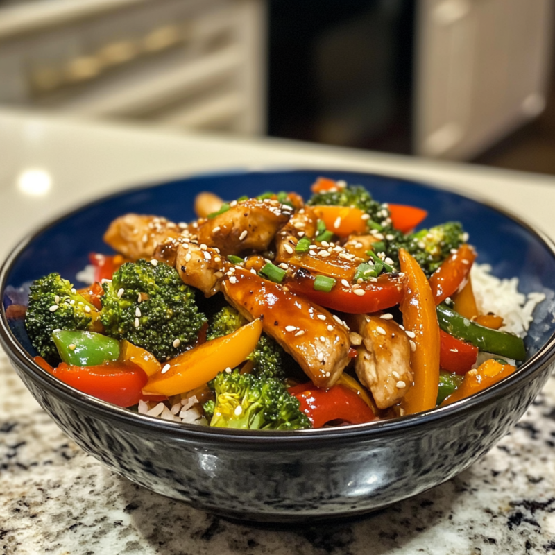Air Fryer Chicken and Vegetable Stir-Fry