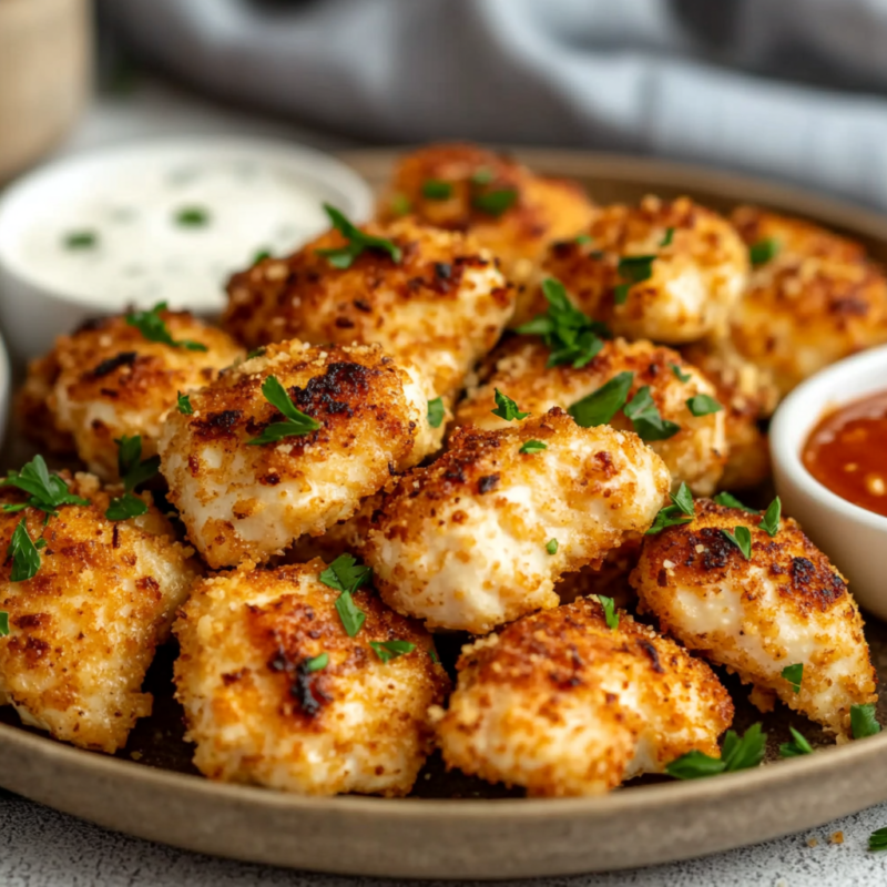 Air Fryer Garlic Parmesan Chicken Bites