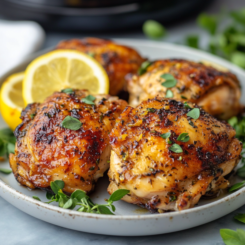 Air Fryer Lemon Garlic Chicken Thighs