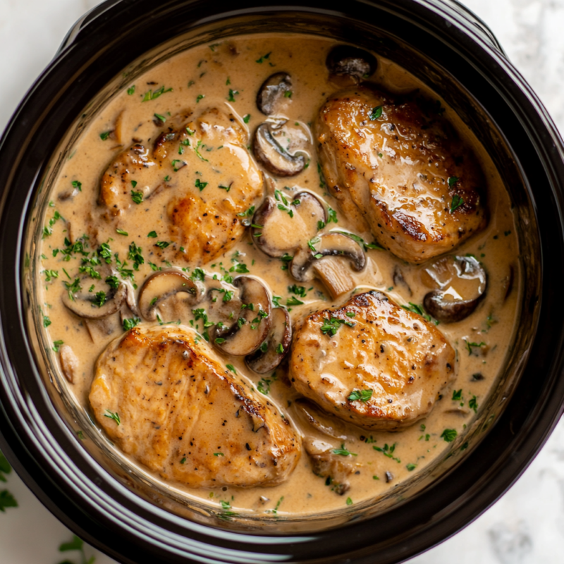 Keto Pork Chops with Creamy Mushroom Sauce