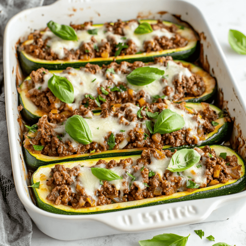 Keto Beef Zucchini Boats