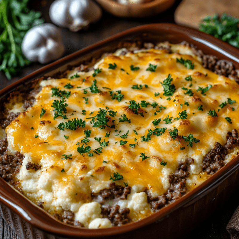Keto Beef and Cauliflower Casserole