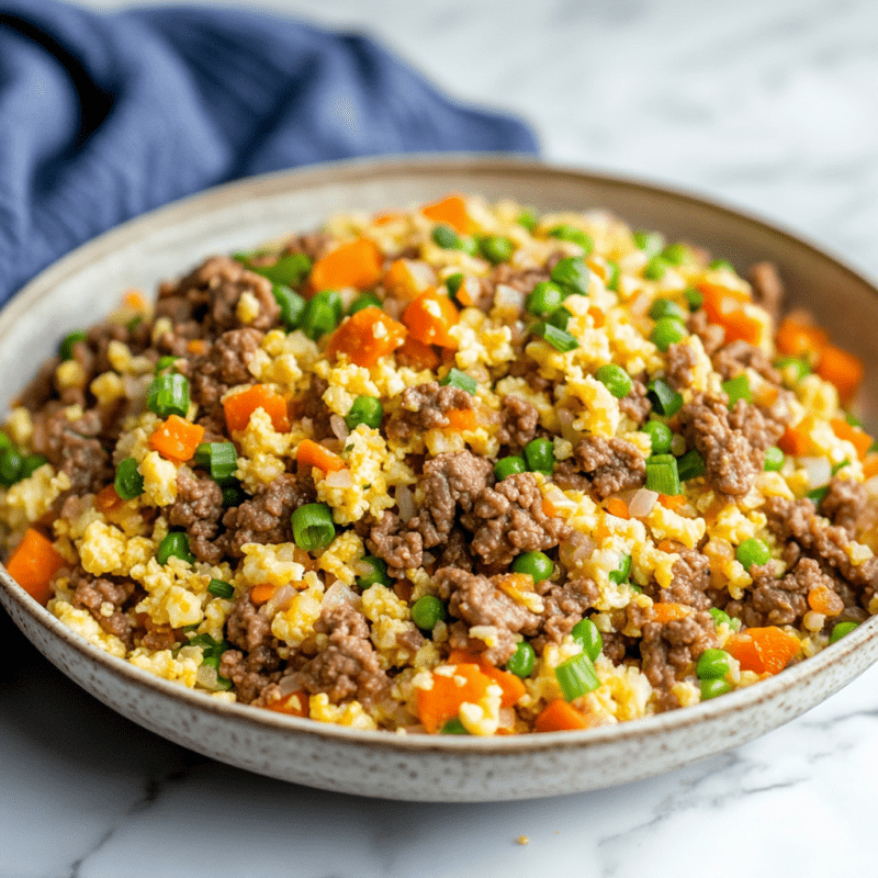 Keto Beef and Cauliflower Fried Rice