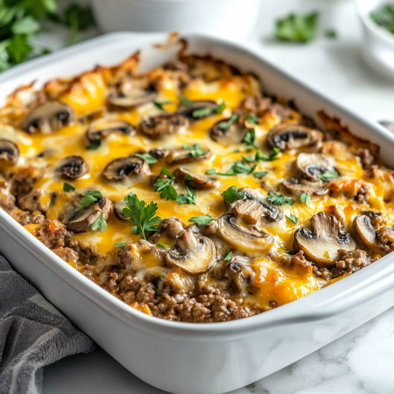 Keto Beef and Mushroom Casserole