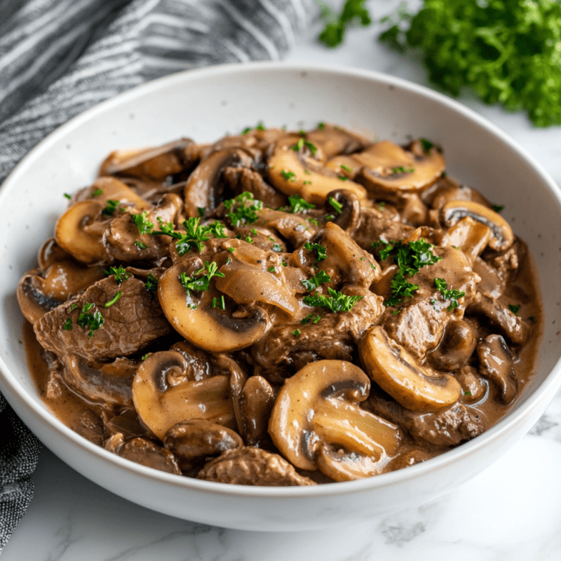 Keto Beef and Mushroom Stroganoff