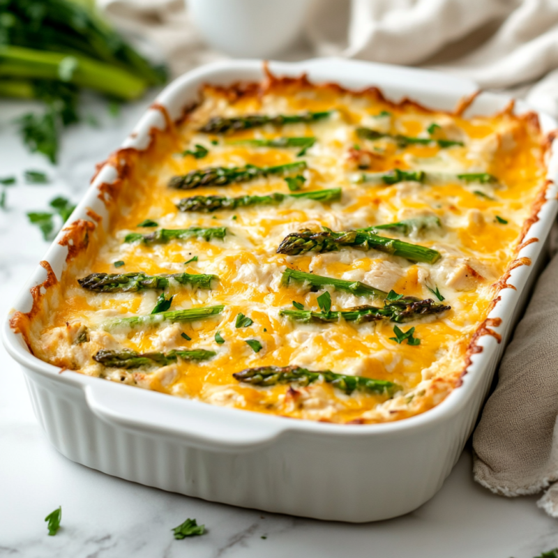 Keto Cheesy Chicken and Asparagus Casserole