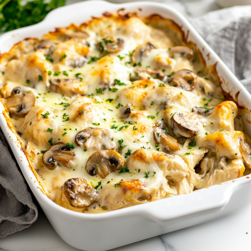 Keto Creamy Chicken and Mushroom Casserole