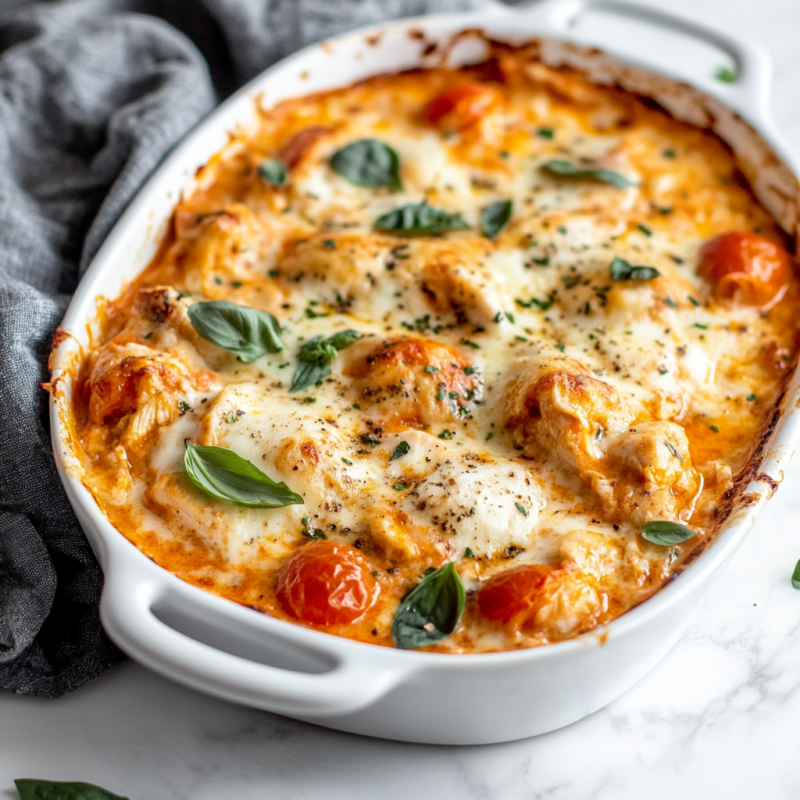 Keto Creamy Tomato and Chicken Casserole