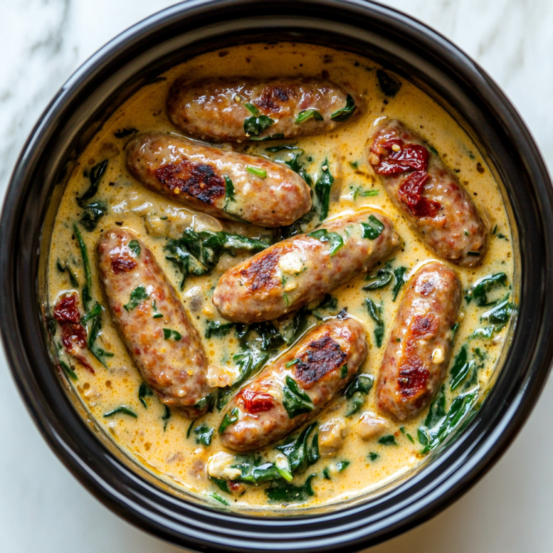 Keto Creamy Tuscan Sausage