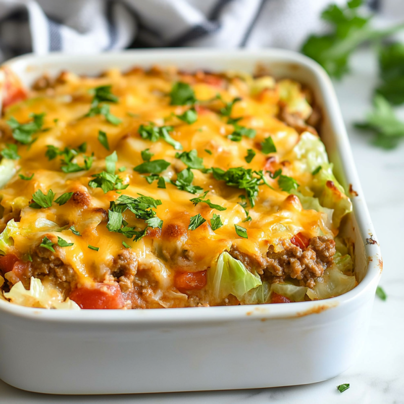 Keto Ground Turkey and Cabbage Casserole