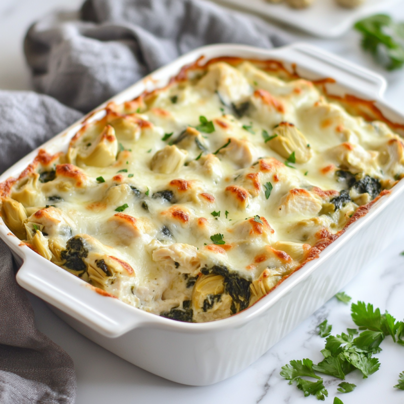 Keto Spinach and Artichoke Chicken Casserole