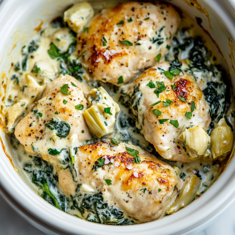 Keto Spinach and Artichoke Dip Chicken