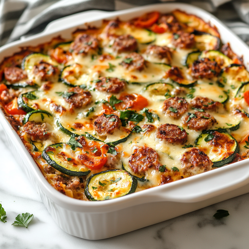 Keto Zucchini and Sausage Casserole
