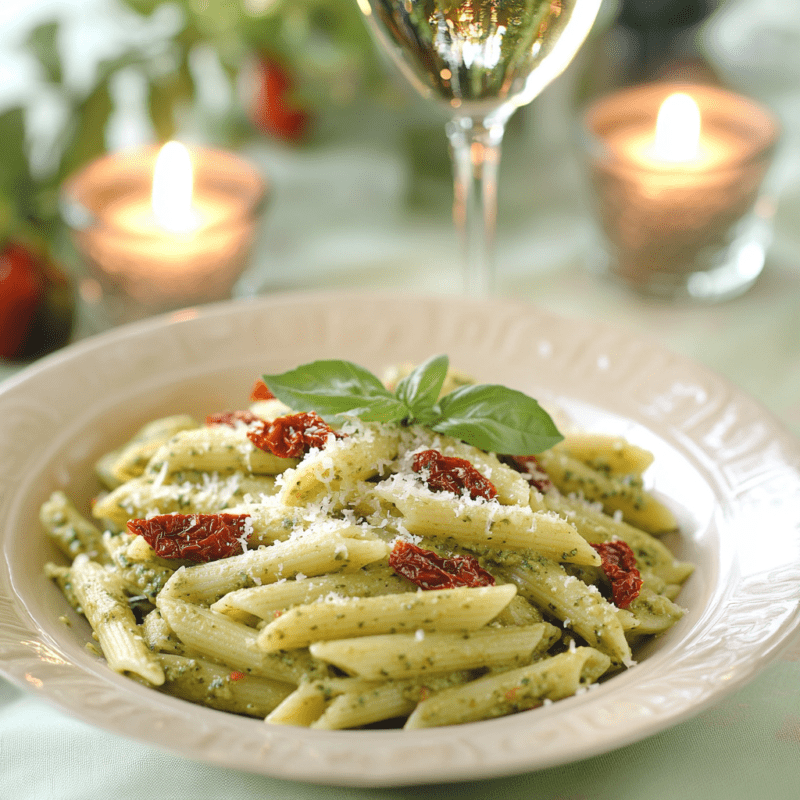 Pesto Penne with Sun-Dried Tomatoes