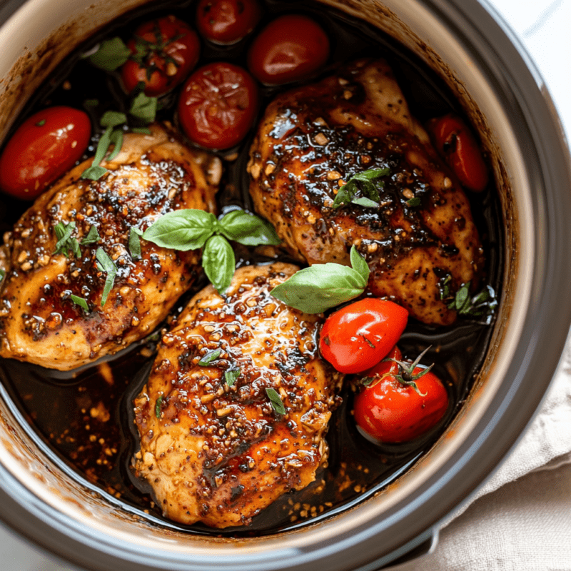 Slow Cooker Balsamic Glazed Chicken