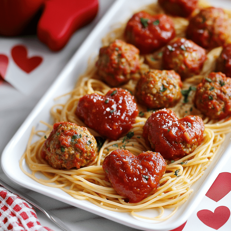 Sweetheart Meatballs with Spaghetti