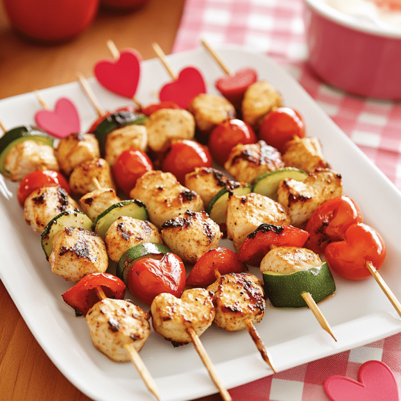 Valentine’s Day Chicken and Veggie Skewers