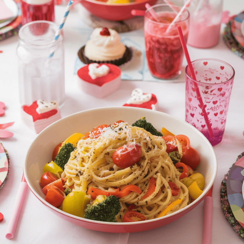 Valentine’s Day Rainbow Pasta