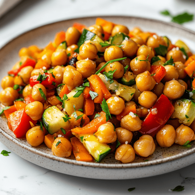 Air Fryer Chickpea and Veggie Stir-Fry
