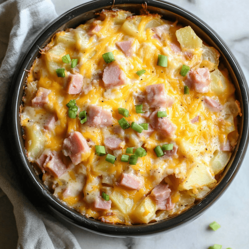Crockpot Cheesy Potato and Ham Casserole