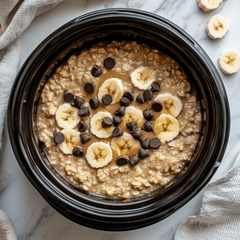 Crockpot Chocolate Chip Banana Oatmeal