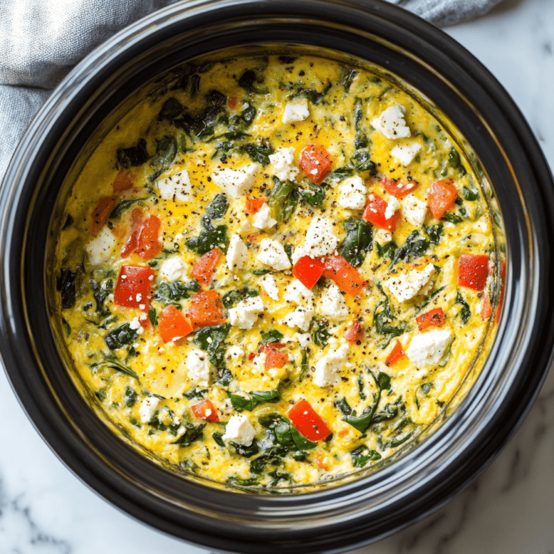 Crockpot Spinach and Feta Breakfast Muffins