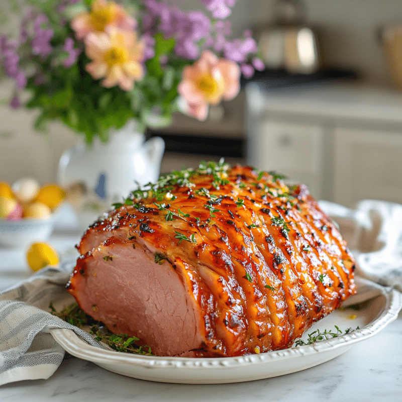 Easter Lemon Herb Mustard Glazed Ham