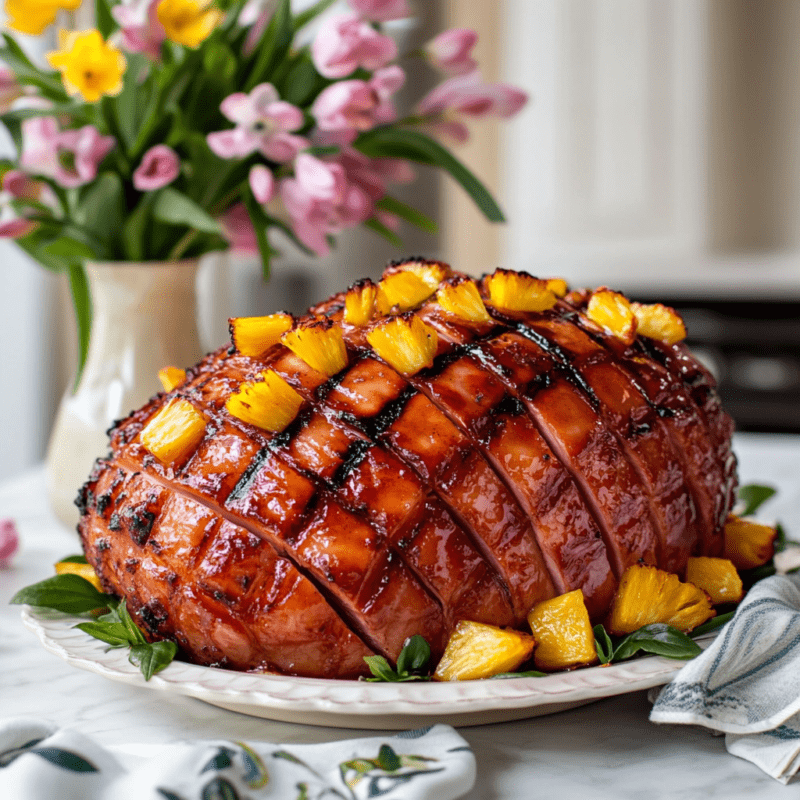 Easter Pineapple Brown Sugar Glazed Ham