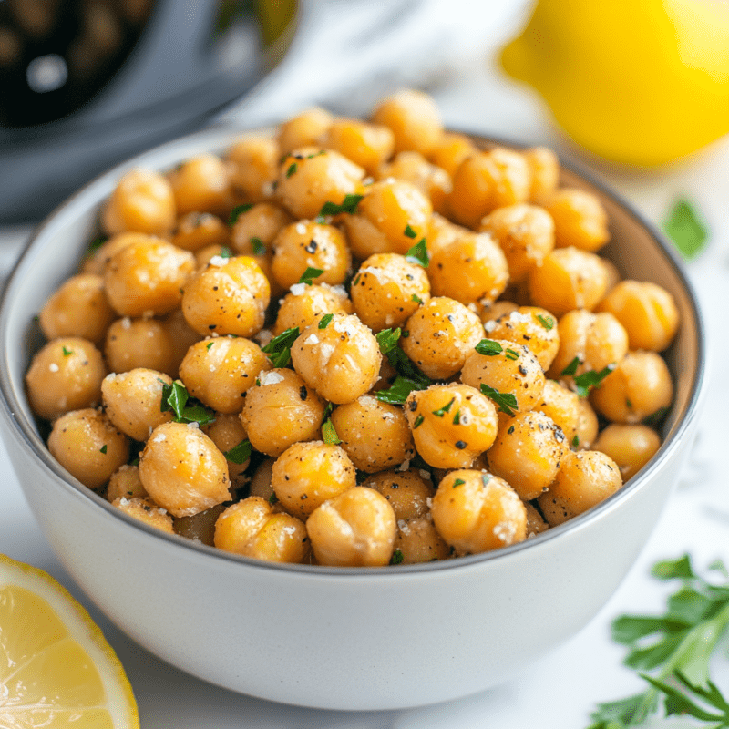 Lemon Garlic Air Fryer Chickpeas