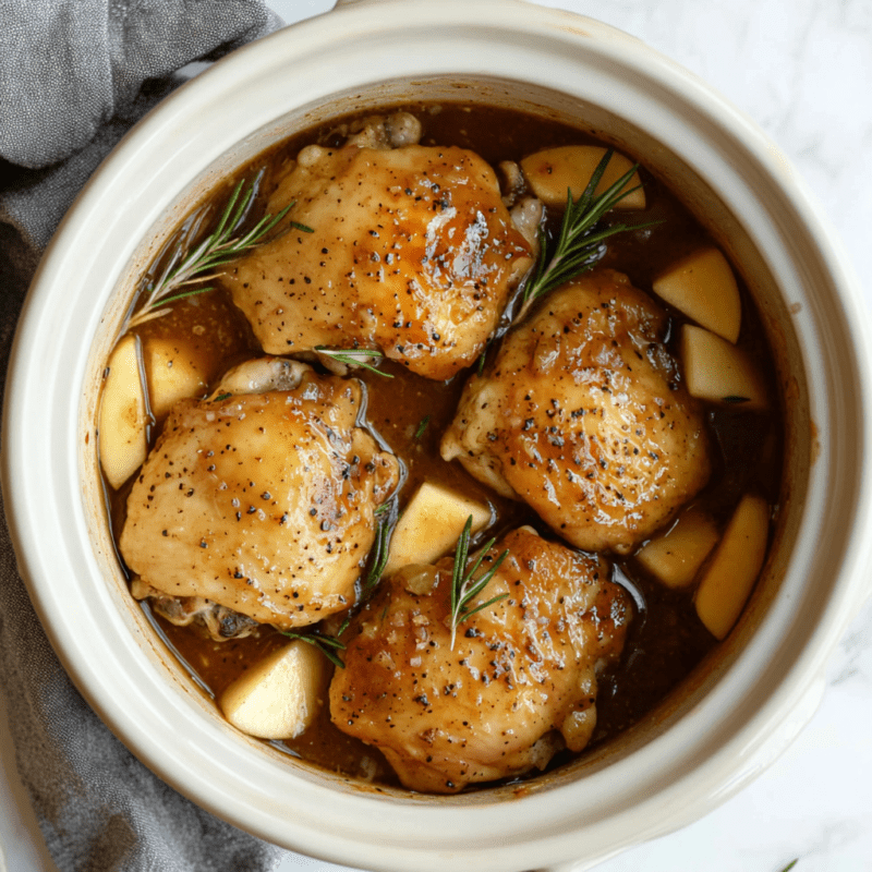 Crockpot Apple Cider Chicken Thighs