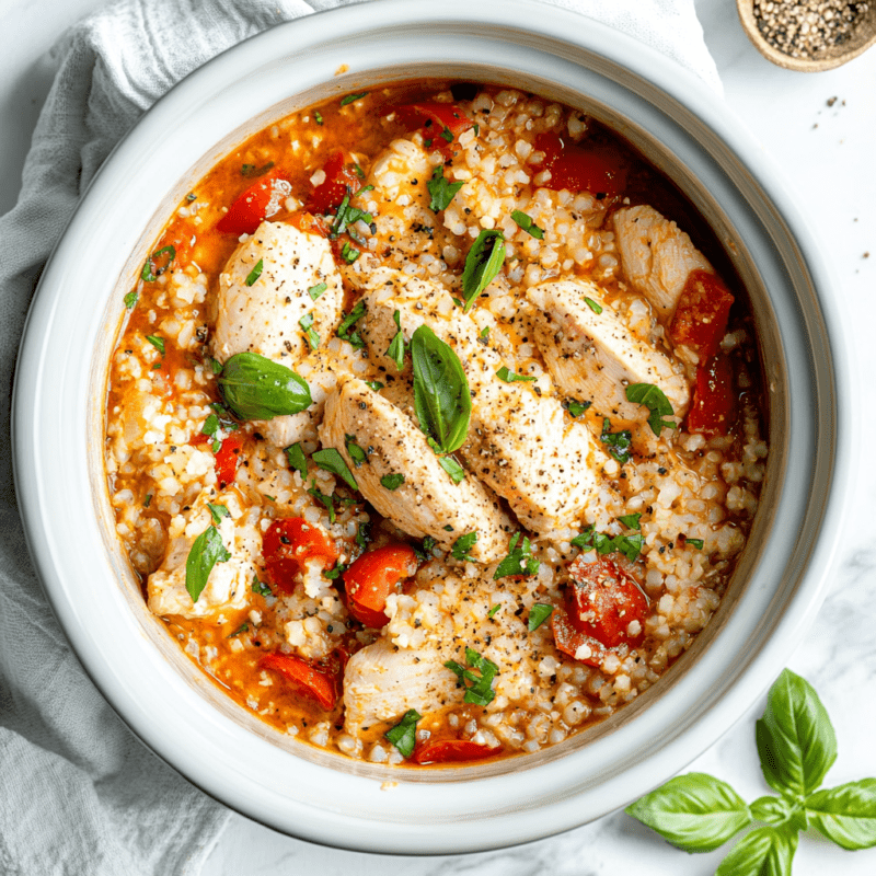 Crockpot Chicken and Cauliflower Rice
