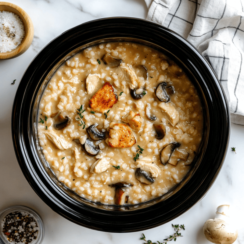 Crockpot Chicken and Mushroom Risotto